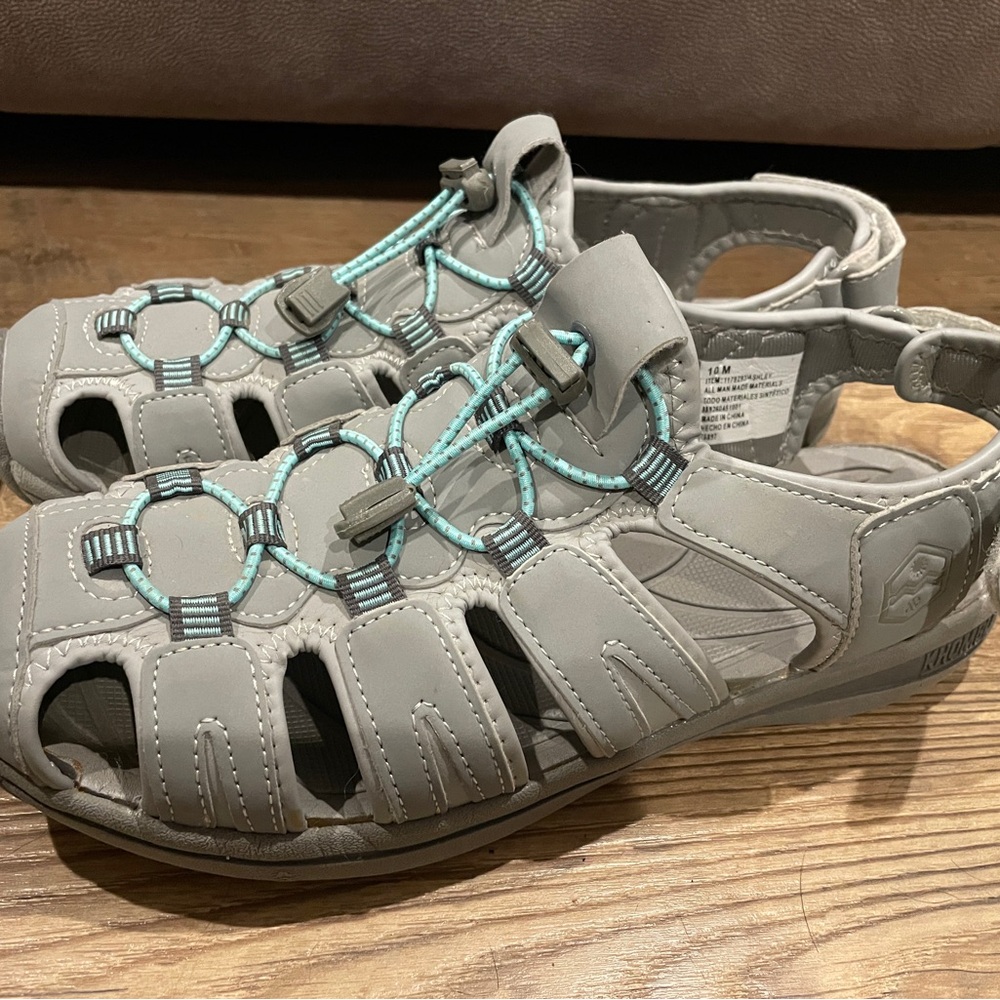 Gray Sandals with Blue Details